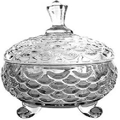 Crystal Glass Candy Lotus Form Jar Serving Bowl