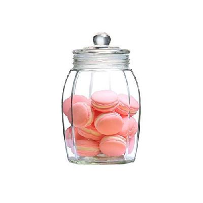 Decagon Shape Glass Jar with Lid 1200ml