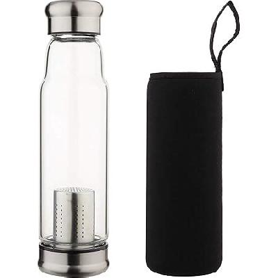Detox Green Loose Tea Fruit Infuser Water Bottle With Inbuilt Glass Mug Mesh Filter Strainer 350 ml