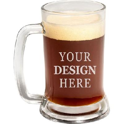 Glass Drinking Mug Cartoon Printed Design with Handle