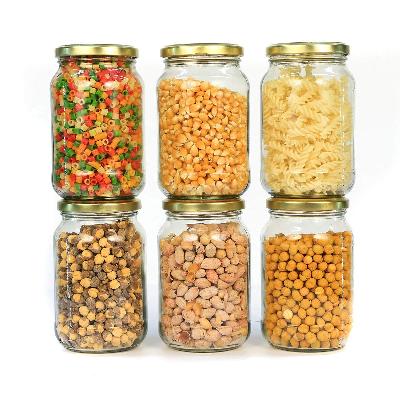 Glass Jar Container Coming With Metal Golden Color Air Tight And Rust Proof Cap Capacity 500 Ml