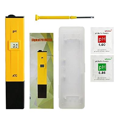 PHMTR001 Digital LCD Pocket Pen Type PH Meter For Water Purity Pool Aquarium Measurement, Yellow