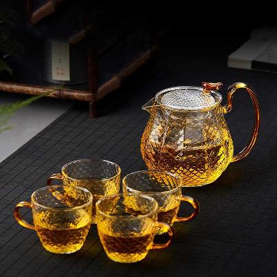 Round Shape Borosilicate Glass Teapot with 5 Mug
