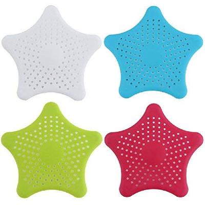 Starfish Hair Catcher Bath Sink Strainer Catcher Drain Cover (Multi Color) Set of 4