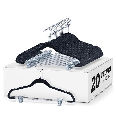 Velvet Grey Luxury Anti Slip Hangers  Pack of 20
