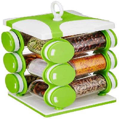 095 Revolving Plastic Spice Rack Masala Organiser (12 Pcs )