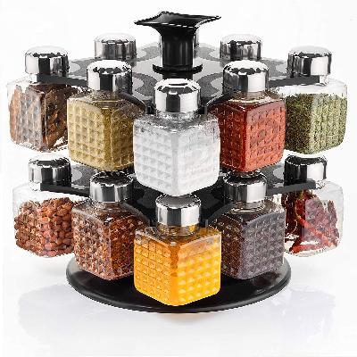 100 Revolving Plastic Spice Rack Masala Organiser (6 Pcs)