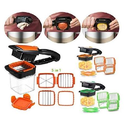 2069 5 in 1 Multifunction Vegetable Cutter Manual Dicer with Container Box