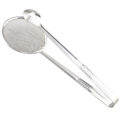 2In1 Stainless Steel Filter Spoon with Clip Food Kitchen Oil-Frying Multi-Functional(2412 )