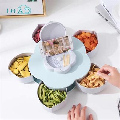 Double Layer Rotary Storage Box Flower Design Wedding Snack 10 Grid Candy Box(0758)
