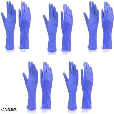 Flock line Reusable Rubber Hand Gloves (Blue) - 1pc(0666)