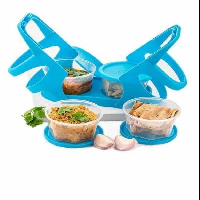 Lunch Box (200 ML Each Container) With Attractive Stand - 4 Pcs (170 )