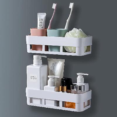 Plastic Multipurpose Kitchen Bathroom Shelf Wall Holder Storage Rack (Loose Pack)1099L