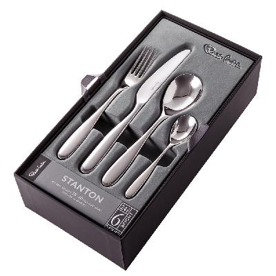 Stainless Steel Cutlery Set With Plastic Storage Box (24 Pieces - Brown)2094
