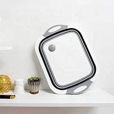 Silicon Kitchen Foldable Cutting Chopping Board Dish Tub Vegetable Fruit Washing Draining Basket