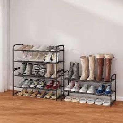 12 Pair Stackable Shoe Rack Storage 4 Layer - 12 Shark