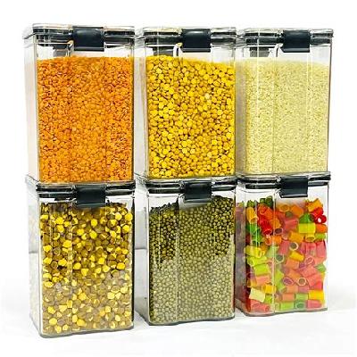 1100ML Plastic Food Storage Organizer Set Of 6 Air Tight Storage Box With Handle And Lid
