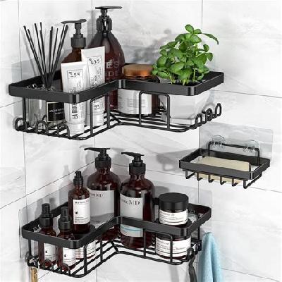 Bathroom Shower Caddy Self-Adhesive Shower Shelf Soap With Hooks