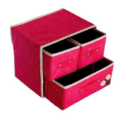 Foldable 3 Layer 5 Drawers Fabric Storage Box