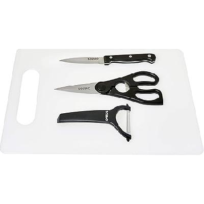 Heavy Plastic Chopping Board Set With Knife, Peeler 