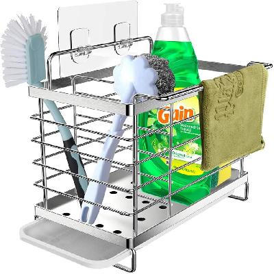 Kitchen Sink Caddy On Coutertop Adhesive Sponge Holder