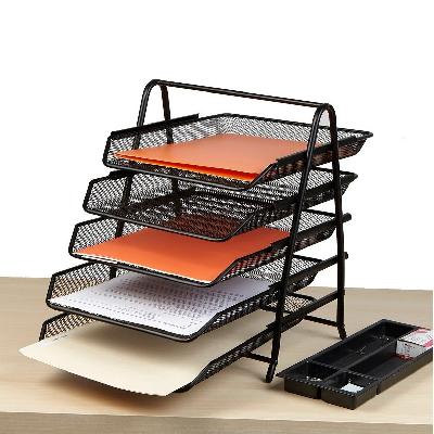 Metal Mesh Desktop Shelf File Dividers Cabinet Document Organizer