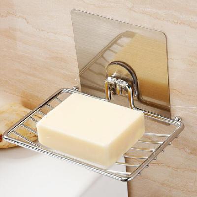Multipurpose Bathroom Steel Soap Dish with Tissue Holder With Adhesive Sticker