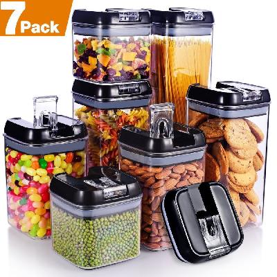 Plastic Food Storage Organizer Set Of 6 Air Tight Storage Box With Handle And Lid