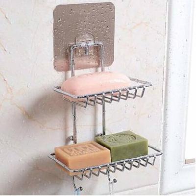Self Adhesive Wall Mountable Stainless Steel 2 Layer Soap Dish