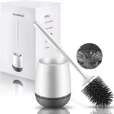 Silicone Toilet Brush with Holder Stand 