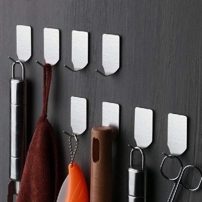 Stainless Steel Hook Hanger Rod With Adhesive Sticker 