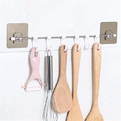 Stainless Steel Wall Mounted Self Adhesive Bathroom Towel Rail Utensil Rack Kitchen Hanger Hooks