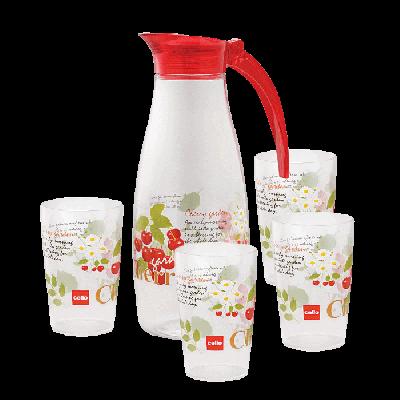 Transparent Unbreakable Water Juicy Jug and 6 Pcs Glass Combo Set