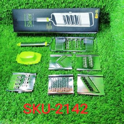 HINIRY 2142 6 in 1 Stainless Steel Kitchen Chips Chopper Cutter Slicer and Grater with Handle