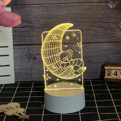 3D Illusion Night Light Oval Shaped LED Table Lamp
