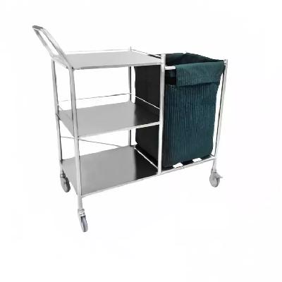 Hospitime SS Linen Trolley With Three Shelves