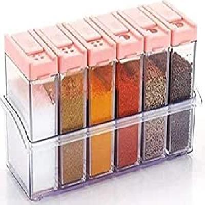 Plastic Spice Jars Dispenser Easy Flow Storage