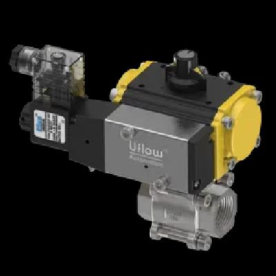 Uflow Double Acting Pneumatic Ball Valve Screwed With Rotary Actuator
