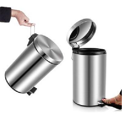 Soft Step BASEL  Stainless Steel Pedal Series 6Litre Trash Can, Brushed Steel