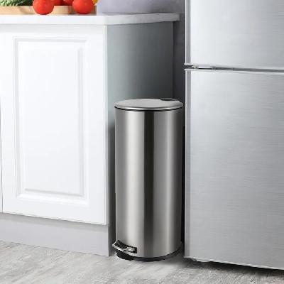 Soft Step TULA  Stainless Steel Pedal Series 12Litre Trash Can, Brushed Steel