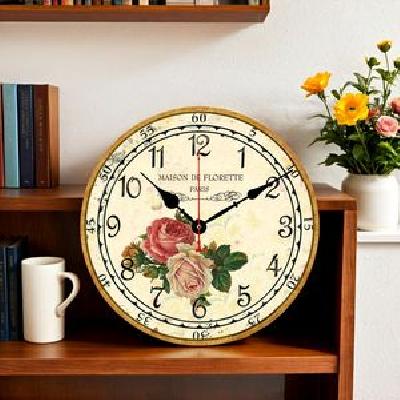 Wooden Table Top With Clock