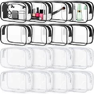 Abhishek Enterprises/Transparent Cosmetic Pouches/Cosmetic Storage Bag with Zip/Set of 2 Pouches