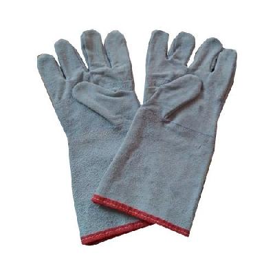 14 Inch Silver Leather Gloves