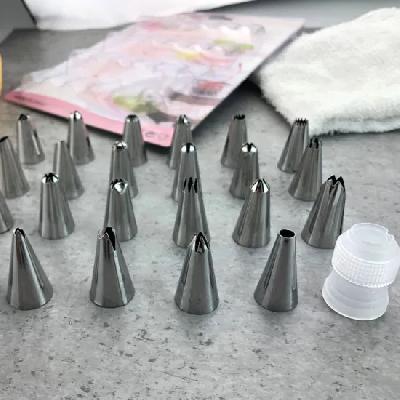 Icing Piping Bag Tips With Steel Nozzles Reusable 