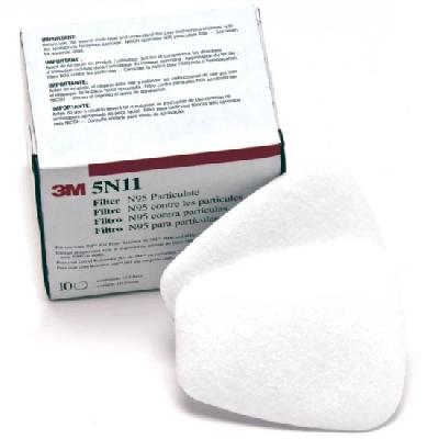 3M 5N11 Particulate Filter, N95 Respiratory Protection, White, (Pack of 10)