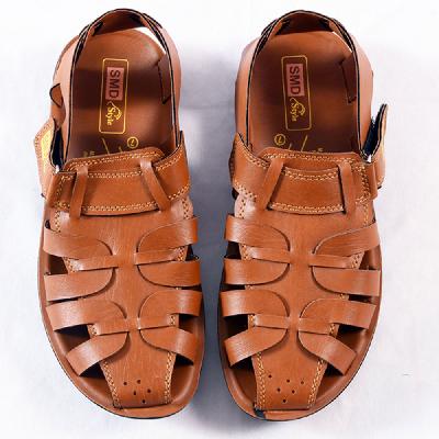 Closed Toe Leather Sandals Brown