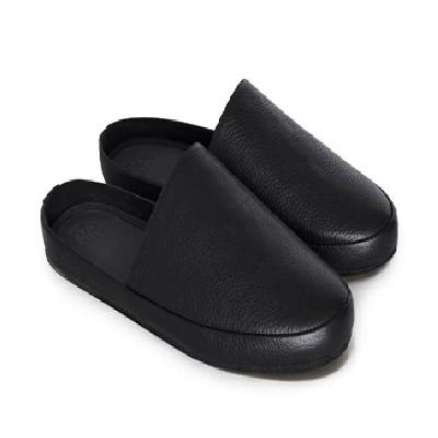 Comfy Leather Slip-Ons - Black