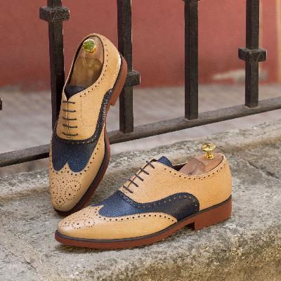 Handmade Brogue Shoes - Blue 