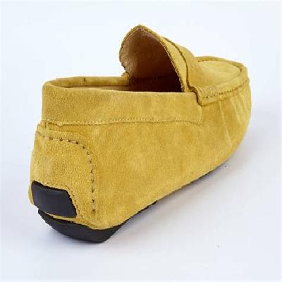 Suede Leather Driving Loafer Shoe - Mustard
