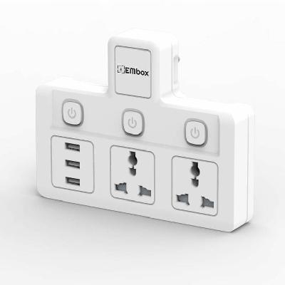 Extension Board 3 Ports Universal Plug Compatibility Extension Board with Individual Switch Buttons.